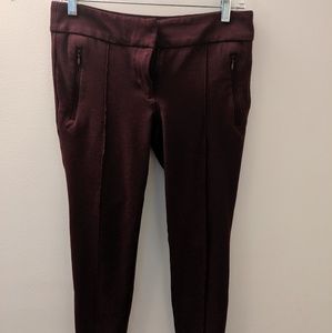 Loft maroon cotton piped pants